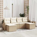 vidaXL Ensemble de canapé de jardin 6 Pièces Beige  blanc Poly rotin