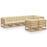 vidaXL Salon de jardin 8 Pièces avec coussins Bois de pin massif