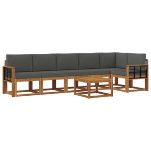 vidaXL Ensemble de canapés d'extérieur 7 Pièces Naturel et Anthracite