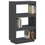 vidaXL Bibliothèque/Séparateur de pièce Gris 60x35x103 cm Pin massif