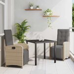 vidaXL Ensemble de salle à manger pour jardin 3 Pièces Beige polyrotin