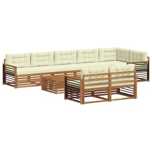 vidaXL Ensemble de canapés d'extérieur 9 pc Naturel et Crème