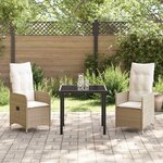 vidaXL Ensemble de salle à manger pour jardin 3 Pièces Beige Poly rotin