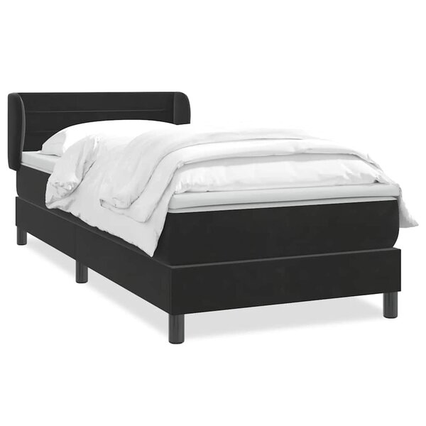 vidaXL Sommier à lattes de lit avec matelas noir 80x210 cm velours