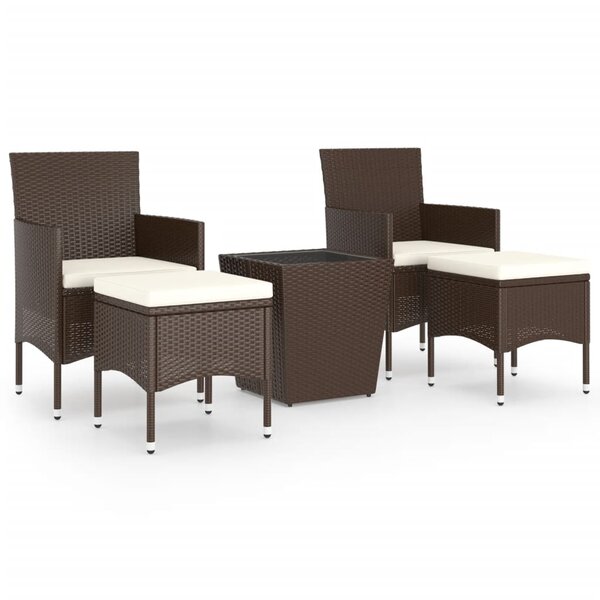 vidaXL Ensemble de bistro de jardin 5 Pièces poly rotin et verre trempé