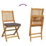 Chaises de jardin pliantes vidaXL avec coussin gris 4Pièces en bois d'acacia massif