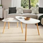 vidaXL Ensemble de tables basses 2 Pièces Bois de pin massif Blanc