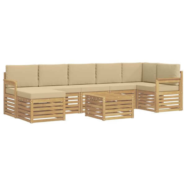 vidaXL Ensemble de canapés d'extérieur 7 pc Blanc et Beige Polyester