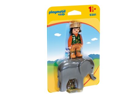 Playmobil 9381 1-2-3 - soigneuse avec eléphanteau