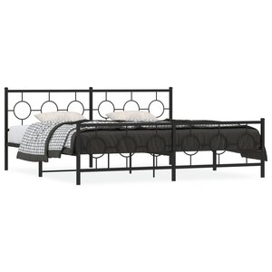 vidaXL Cadre de lit métal sans matelas avec pied de lit noir 200x200cm