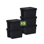 Pack and Move - Lot 5 Boîtes Stockage Plastique - 40 x 50 5 x 32 cm - 380KG Max - Stockage  Outils  Bricolage - Ultra Résistant - Réutilisable - 45L