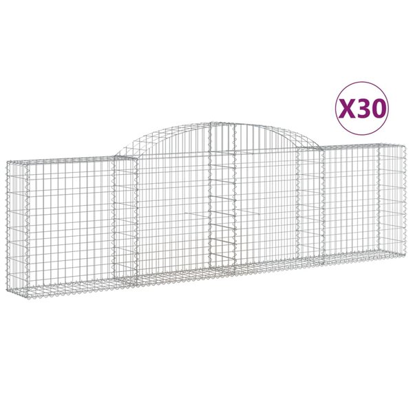 vidaXL Paniers à gabions arqués 30 Pièces 300x30x80/100 cm fer galvanisé