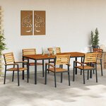 vidaXL Ensemble de salle à manger pour jardin 7 Pièces Noir et marron