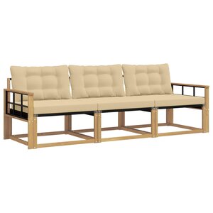 vidaXL Ensemble de canapés d'extérieur 3 Pièces Blanc et Beige