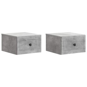 vidaXL Cabinet de chevet mural 2 Pièces Gris béton 33 x 34 5 x 20 cm