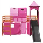 vidaXL Lit mezzanine enfants avec tour rose 90x200 cm bois pin massif