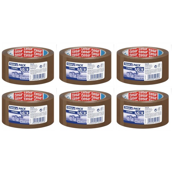 Ruban Adhésif Polypro STRONG 52 microns - H50 mm x L66m Havane x 6 TESA
