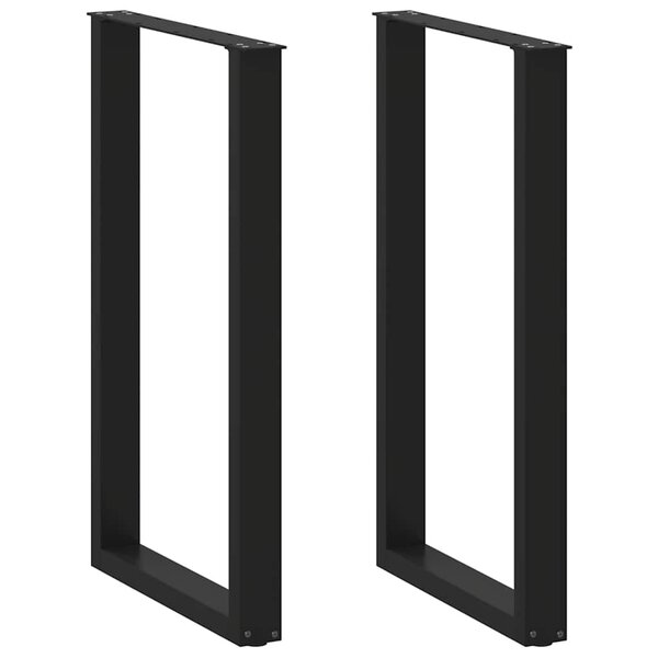 vidaXL Pieds de table de bar en U 2 pièces noir 60 x (100-101) cm acier