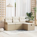 vidaXL Ensemble de canapé de jardin avec coussin 4 Pièces beige et crème