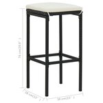 vidaXL Ensemble de bar de jardin avec coussins 3 Pièces Noir