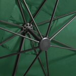 vidaXL Parasol de jardin en porte-à-faux et mât et lumières LED vert
