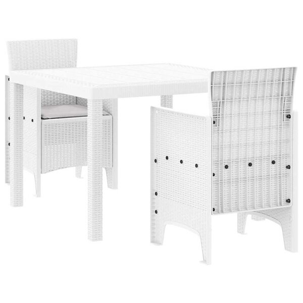 vidaXL Ensemble de salle à manger pour jardin 3 Pièces Blanc Rattan Polt