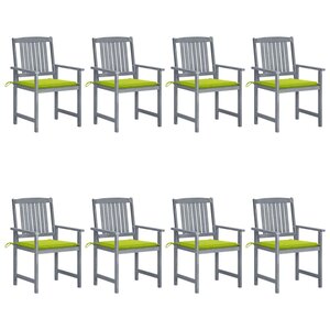 vidaXL Chaises de jardin et coussins lot de 8 Bois acacia solide Gris