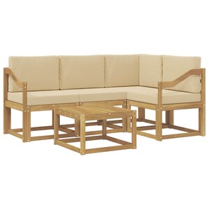 vidaXL Ensemble de canapés d'extérieur 5 pc Blanc et Beige