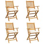 vidaXL Chaise pliante 4 pc Blanc Bois d'acacia massif