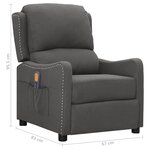 vidaXL Fauteuil de massage Gris foncé Tissu