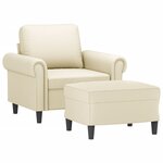 vidaXL Fauteuil avec repose-pied Crème 60 cm Similicuir
