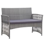 vidaXL Salon de jardin 4 Pièces avec coussin Résine tressée Anthracite