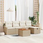 vidaXL Ensemble de canapé de jardin 6 Pièces Beige Poly rotin