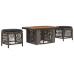 vidaXL Ensemble de salle à manger pour jardin 3 Pièces Gris et Gris foncé
