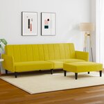 vidaXL Canapé-lit à 2 places avec repose-pied jaune velours