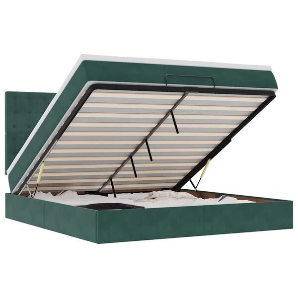 vidaXL Cadre de lit ottoman avec matelas vert foncé 160x200 cm velours