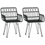vidaXL Chaises de jardin lot de 2 avec accoudoir Noir 56x64x80 cm