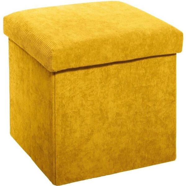 Pouf pliant velours Cotelé - Ocre