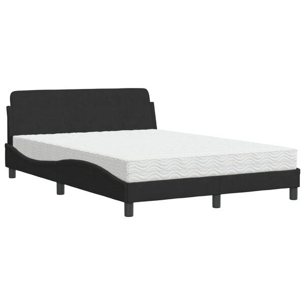 vidaXL Lit avec matelas Dover noir 120x200 cm velours