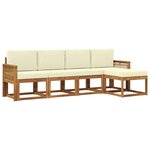 vidaXL Ensemble de canapés d'extérieur 5 pc Naturel et Crème Polyester