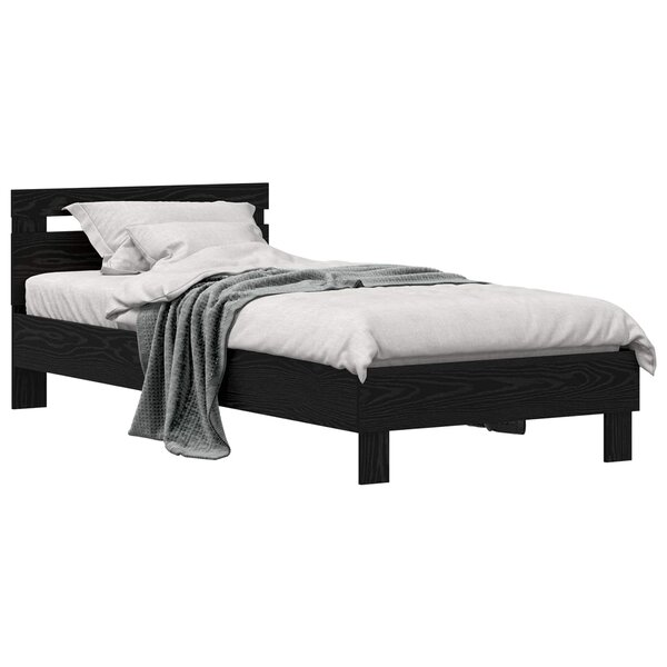 vidaXL Cadre de lit Chêne noir 75 x 190 cm Bois d'ingénierie
