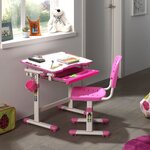 Vipack Bureau réglable enfant Comfortline 201 et chaise Rose et blanc