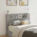 vidaXL Cabinet de Tête de Lit avec LED Béton 140 x 16 5 x 103 5 cm