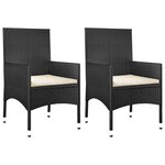 vidaXL Salon de jardin 4 Pièces avec coussins Noir Résine tressée