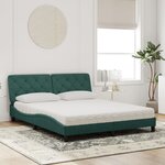 vidaXL Lit avec matelas vert foncé 160x200 cm velours