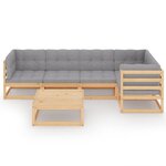 vidaXL Salon de jardin 6 Pièces avec coussins Bois de pin massif