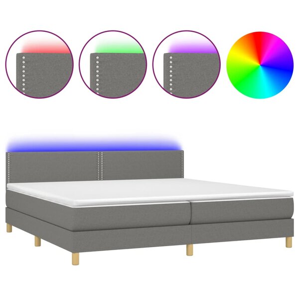 vidaXL Sommier à lattes de lit et matelas et LED Gris foncé 200x200 cm