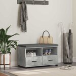 vidaXL Banc d'entrée avec coussin Gris béton 80 x 38 x 46 cm