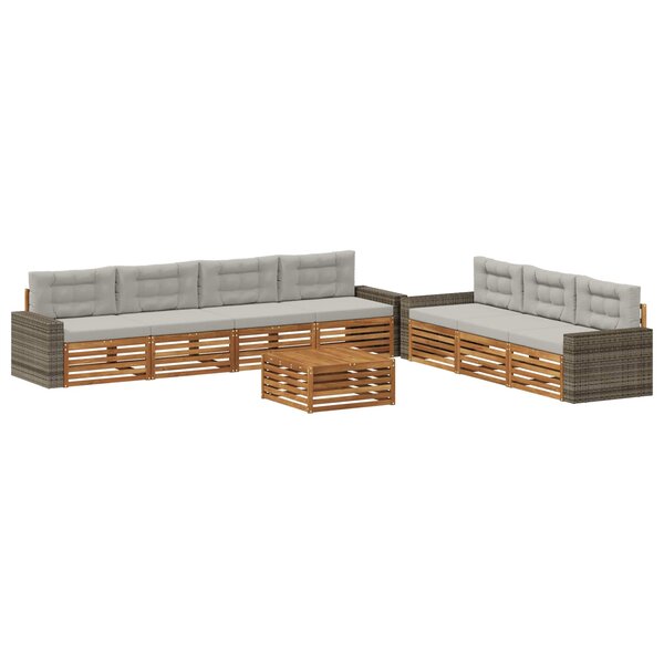 vidaXL Ensemble de canapés d'extérieur 8 Pièces Naturel et gris clair