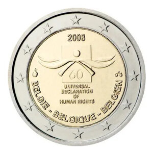 2 euros commémorative Belgique 2008 - Droits de l'homme.